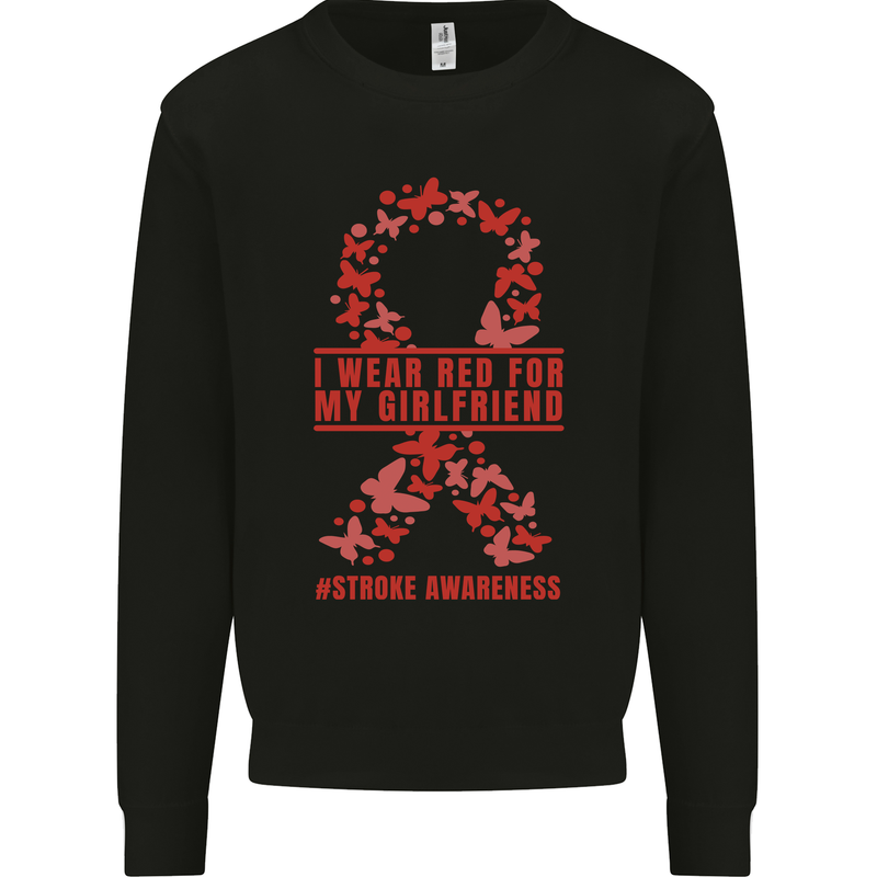 Wear Red For My Girlfriend Stroke Awareness Mens Sweatshirt Jumper Black