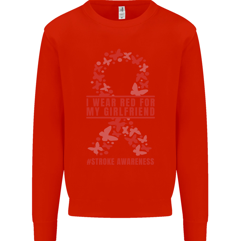 Wear Red For My Girlfriend Stroke Awareness Mens Sweatshirt Jumper Bright Red