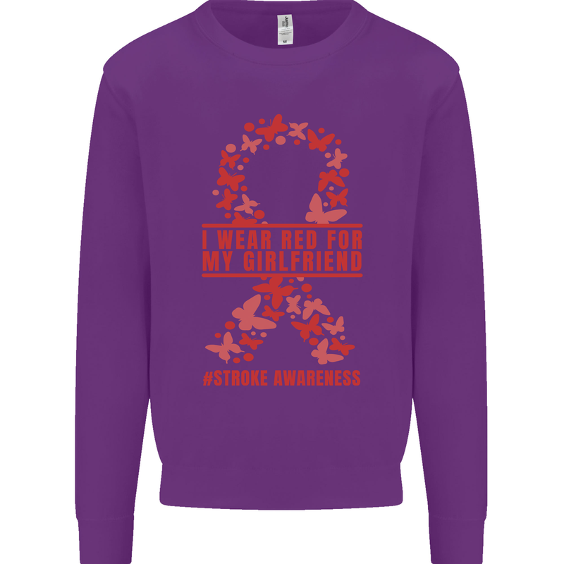 Wear Red For My Girlfriend Stroke Awareness Mens Sweatshirt Jumper Purple