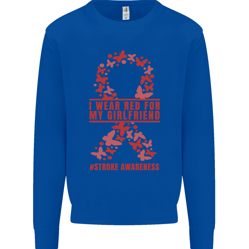 Wear Red For My Girlfriend Stroke Awareness Mens Sweatshirt Jumper Royal Blue