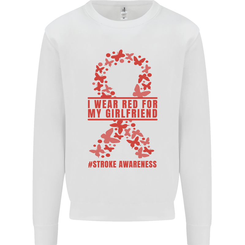 Wear Red For My Girlfriend Stroke Awareness Mens Sweatshirt Jumper White