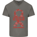 Wear Red For My Girlfriend Stroke Awareness Mens V-Neck Cotton T-Shirt Charcoal