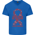 Wear Red For My Girlfriend Stroke Awareness Mens V-Neck Cotton T-Shirt Royal Blue
