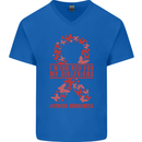 Wear Red For My Girlfriend Stroke Awareness Mens V-Neck Cotton T-Shirt Royal Blue