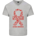 Wear Red For My Girlfriend Stroke Awareness Mens V-Neck Cotton T-Shirt Sports Grey