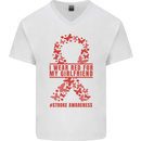 Wear Red For My Girlfriend Stroke Awareness Mens V-Neck Cotton T-Shirt White