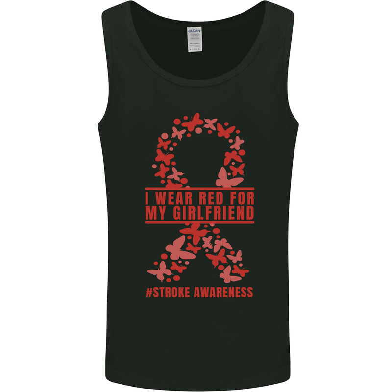Wear Red For My Girlfriend Stroke Awareness Mens Vest Tank Top Black