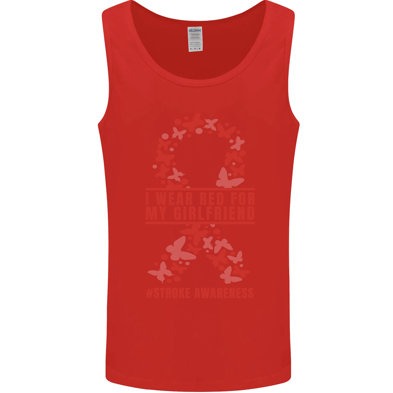 Wear Red For My Girlfriend Stroke Awareness Mens Vest Tank Top Red