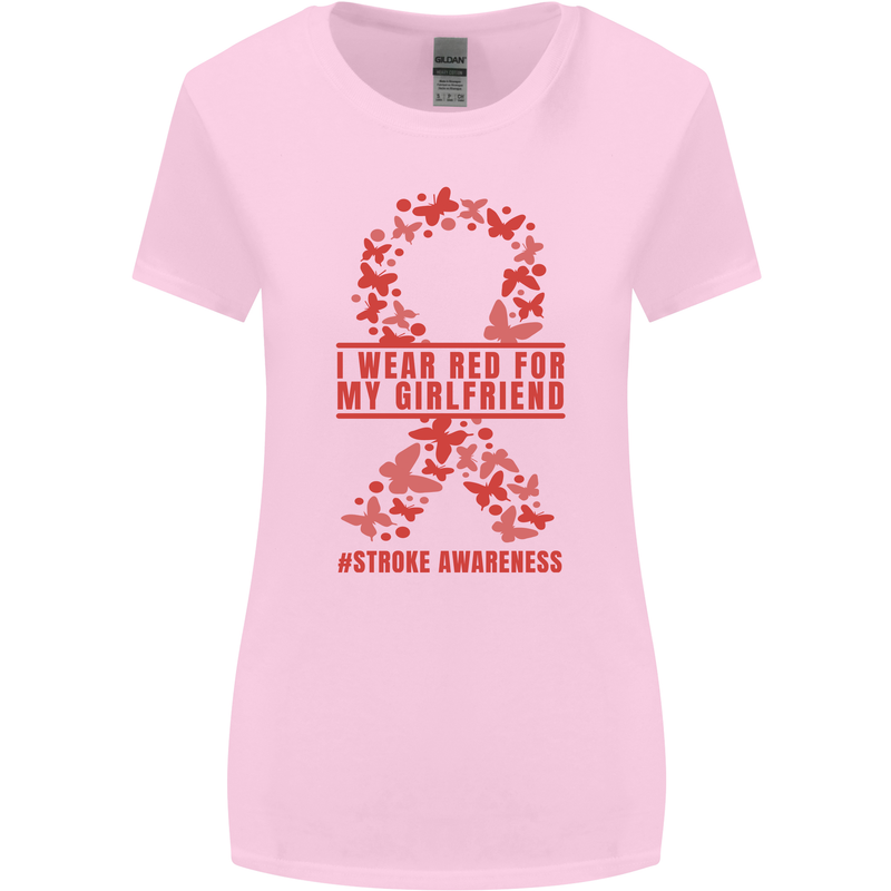 Wear Red For My Girlfriend Stroke Awareness Womens Wider Cut T-Shirt Light Pink