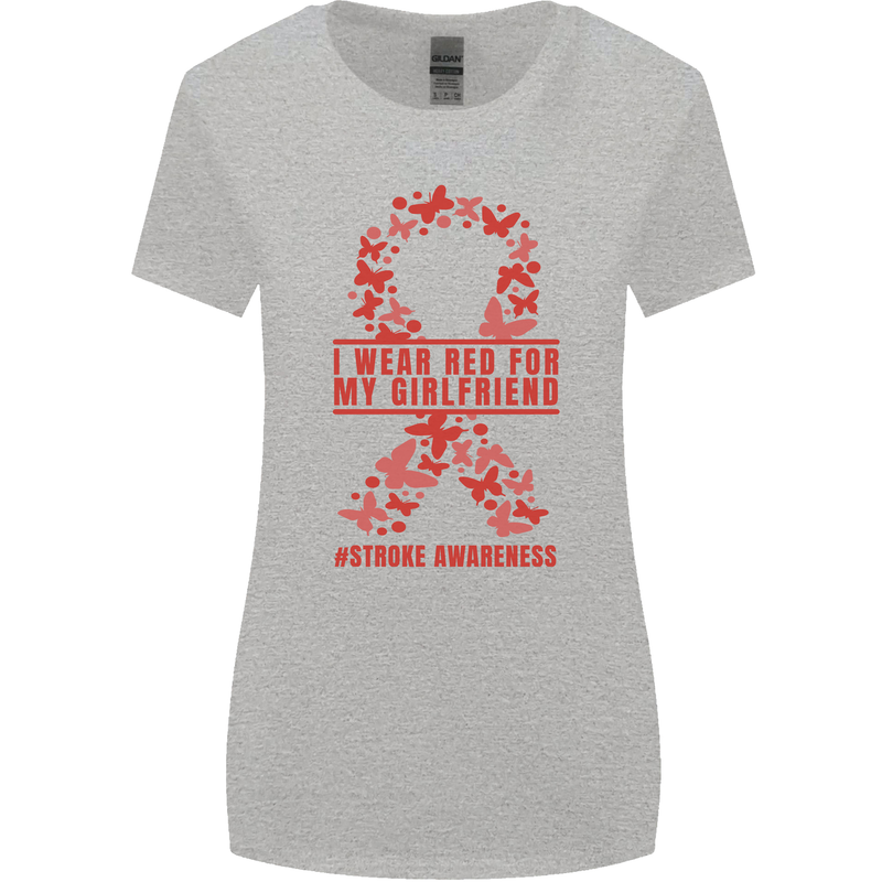 Wear Red For My Girlfriend Stroke Awareness Womens Wider Cut T-Shirt Sports Grey