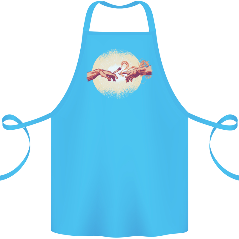 Weed Creation Funny Cannabis Drug Culture Cotton Apron 100% Organic Turquoise
