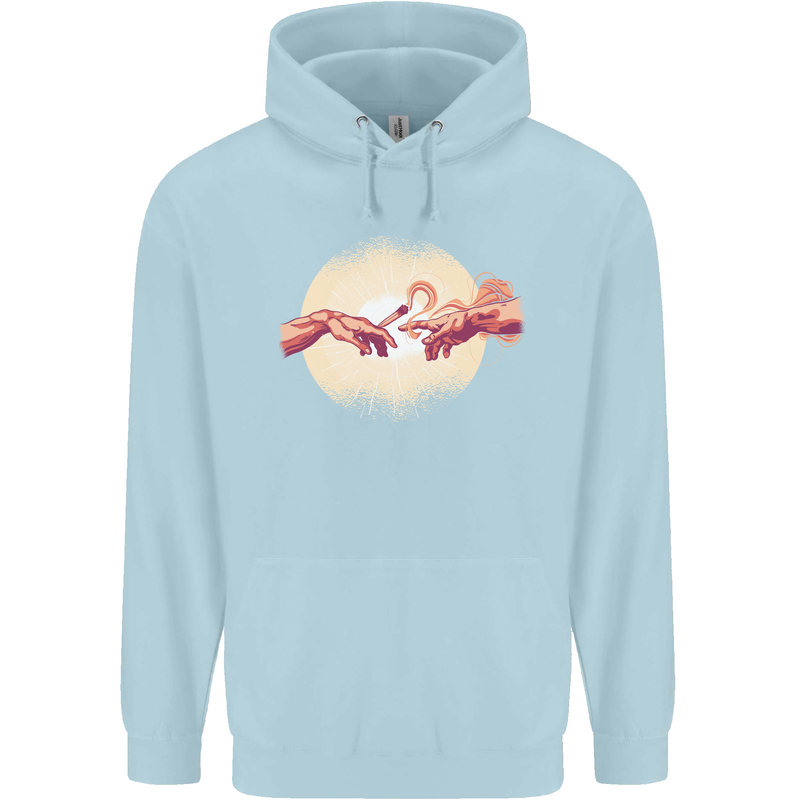 Weed Creation Funny Cannabis Drug Culture Mens 80% Cotton Hoodie Light Blue