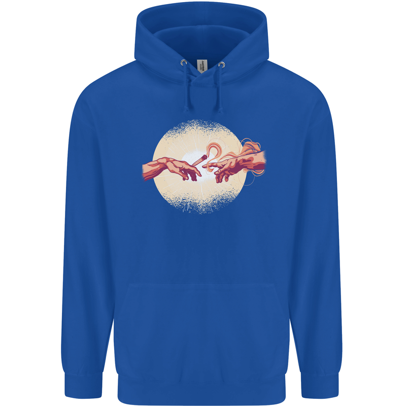 Weed Creation Funny Cannabis Drug Culture Mens 80% Cotton Hoodie Royal Blue