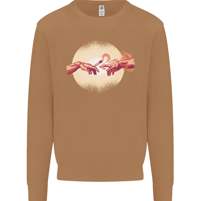 Weed Creation Funny Cannabis Drug Culture Mens Sweatshirt Jumper Caramel Latte