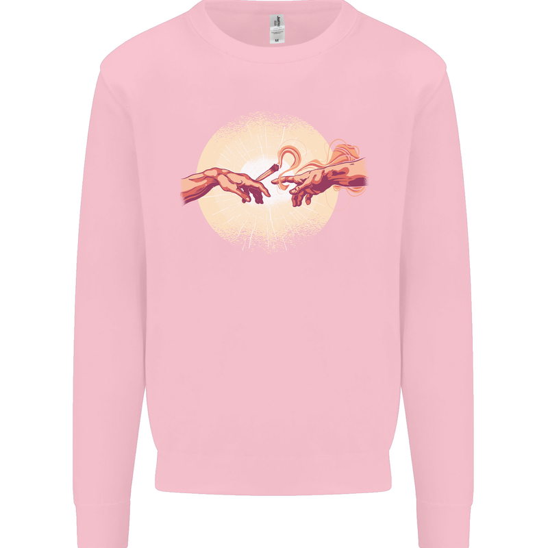 Weed Creation Funny Cannabis Drug Culture Mens Sweatshirt Jumper Light Pink