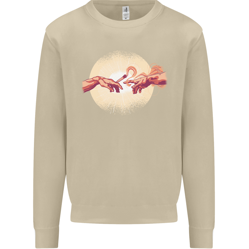 Weed Creation Funny Cannabis Drug Culture Mens Sweatshirt Jumper Sand