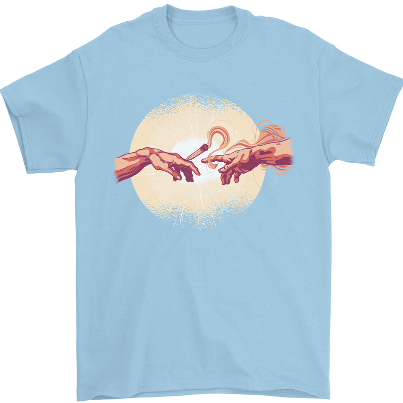 Weed Creation Funny Cannabis Drug Culture Mens T-Shirt 100% Cotton Light Blue