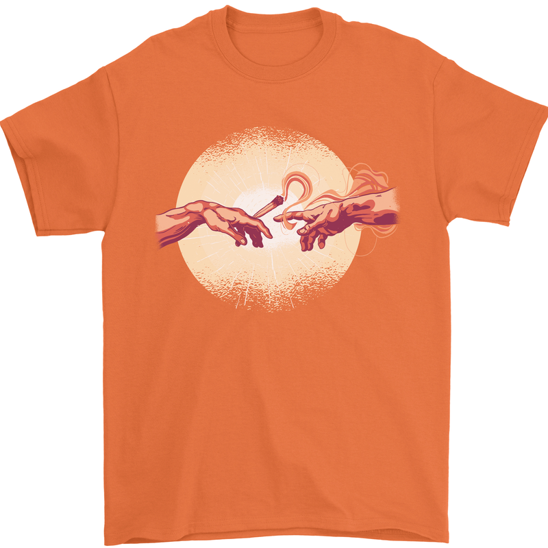 Weed Creation Funny Cannabis Drug Culture Mens T-Shirt 100% Cotton Orange