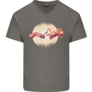 Weed Creation Funny Cannabis Drug Culture Mens V-Neck Cotton T-Shirt Charcoal