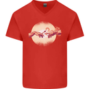 Weed Creation Funny Cannabis Drug Culture Mens V-Neck Cotton T-Shirt Red