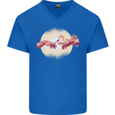 Weed Creation Funny Cannabis Drug Culture Mens V-Neck Cotton T-Shirt Royal Blue