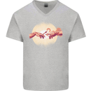 Weed Creation Funny Cannabis Drug Culture Mens V-Neck Cotton T-Shirt Sports Grey