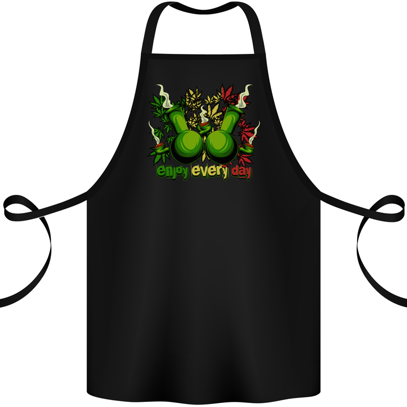 Weed Enjoy Every Day Cannabis Drugs Bong Cotton Apron 100% Organic Black