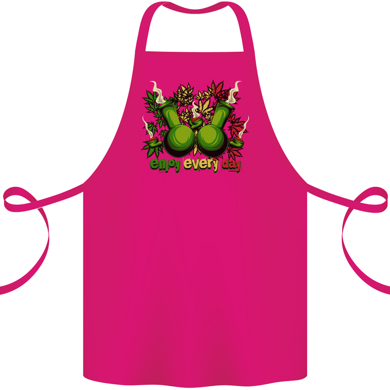 Weed Enjoy Every Day Cannabis Drugs Bong Cotton Apron 100% Organic Pink
