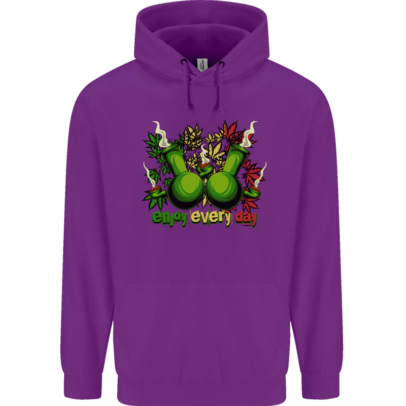 Weed Enjoy Every Day Cannabis Drugs Bong Mens 80% Cotton Hoodie Purple