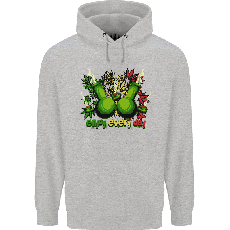 Weed Enjoy Every Day Cannabis Drugs Bong Mens 80% Cotton Hoodie Sports Grey