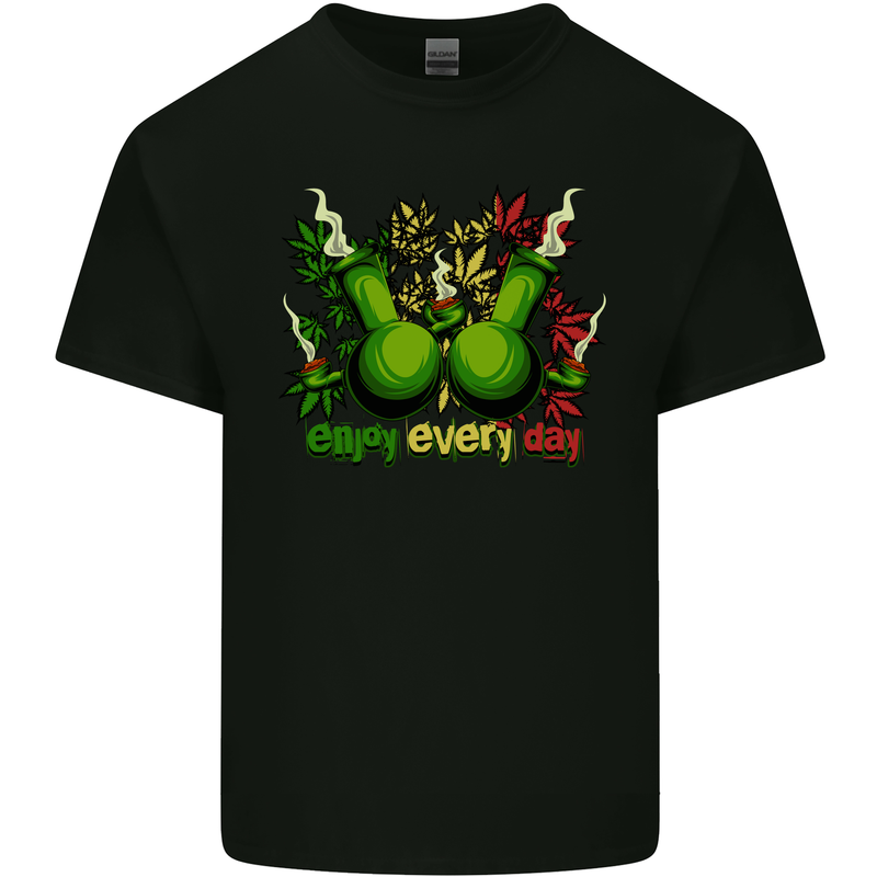 Weed Enjoy Every Day Cannabis Drugs Bong Mens Cotton T-Shirt Tee Top Black