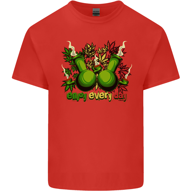 Weed Enjoy Every Day Cannabis Drugs Bong Mens Cotton T-Shirt Tee Top Red