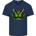 Weed Enjoy Every Day Cannabis Drugs Bong Mens V-Neck Cotton T-Shirt Navy Blue