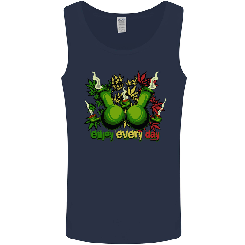 Weed Enjoy Every Day Cannabis Drugs Bong Mens Vest Tank Top Navy Blue