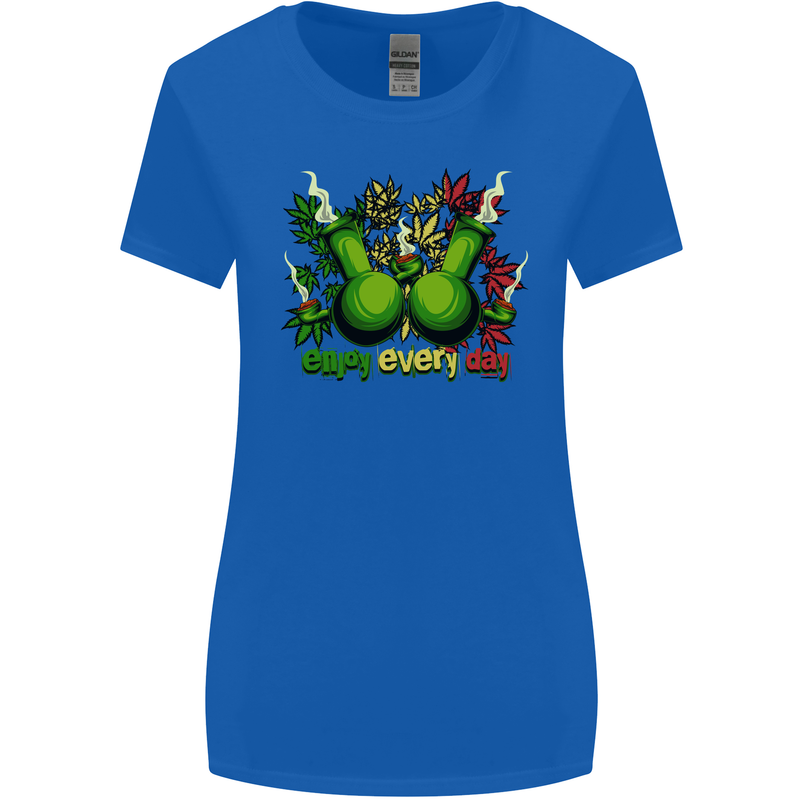 Weed Enjoy Every Day Cannabis Drugs Bong Womens Wider Cut T-Shirt Royal Blue