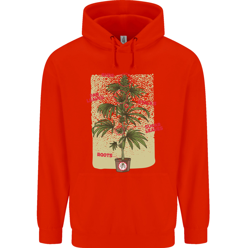 Weed Plant Cannabis Bud Drugs Marijuana Childrens Kids Hoodie Bright Red