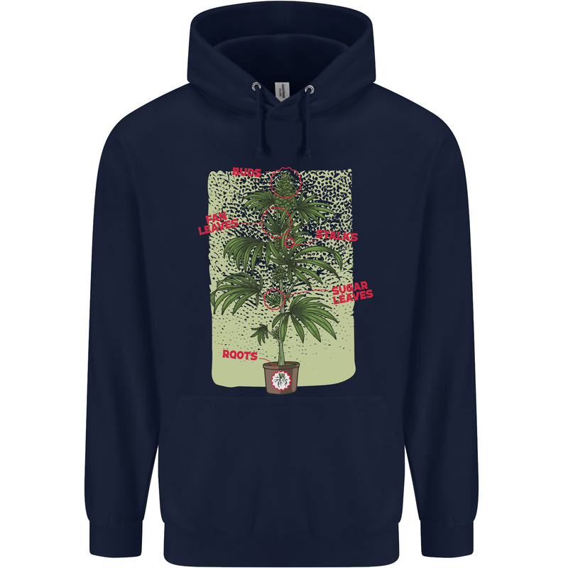 Weed Plant Cannabis Bud Drugs Marijuana Childrens Kids Hoodie Navy Blue