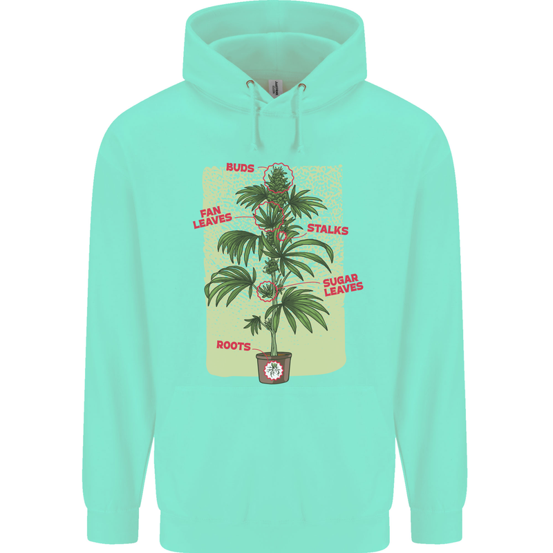 Weed Plant Cannabis Bud Drugs Marijuana Childrens Kids Hoodie Peppermint