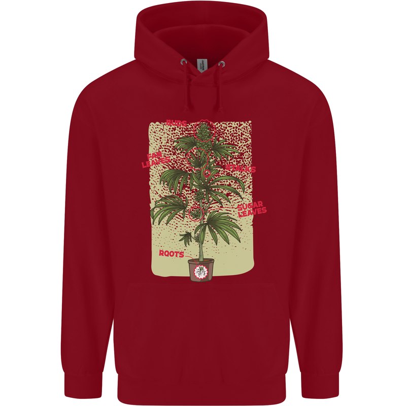 Weed Plant Cannabis Bud Drugs Marijuana Childrens Kids Hoodie Red