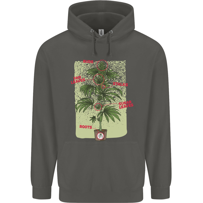 Weed Plant Cannabis Bud Drugs Marijuana Childrens Kids Hoodie Storm Grey