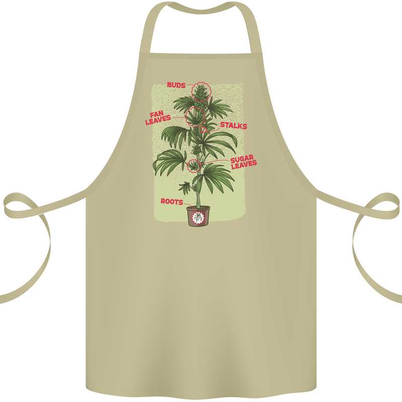 Weed Plant Cannabis Bud Drugs Marijuana Cotton Apron 100% Organic Khaki
