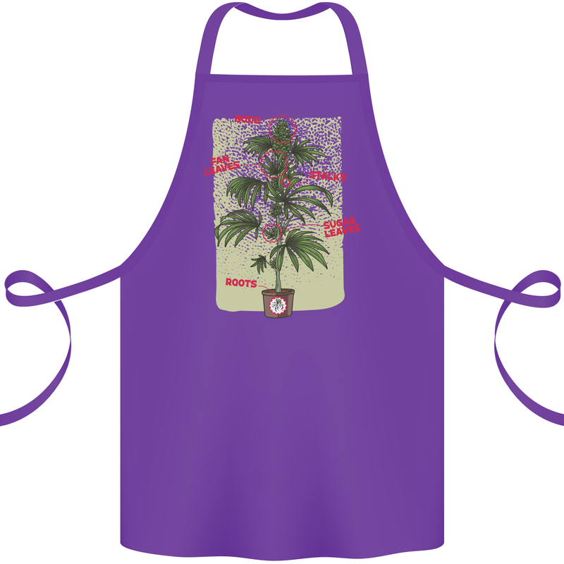 Weed Plant Cannabis Bud Drugs Marijuana Cotton Apron 100% Organic Purple