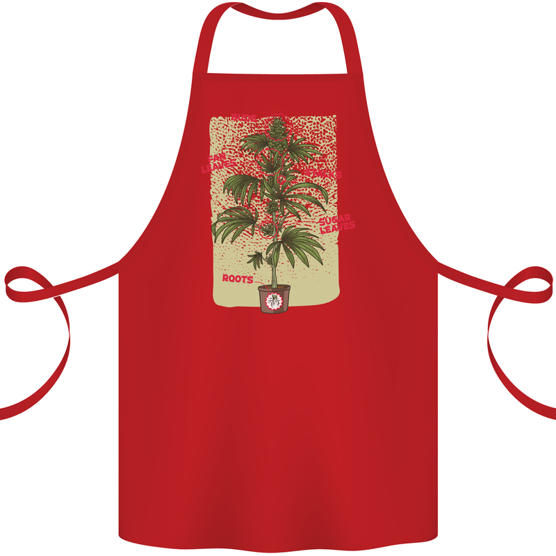 Weed Plant Cannabis Bud Drugs Marijuana Cotton Apron 100% Organic Red