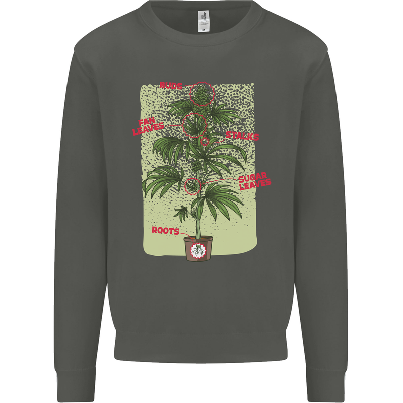 Weed Plant Cannabis Bud Drugs Marijuana Kids Sweatshirt Jumper Storm Grey