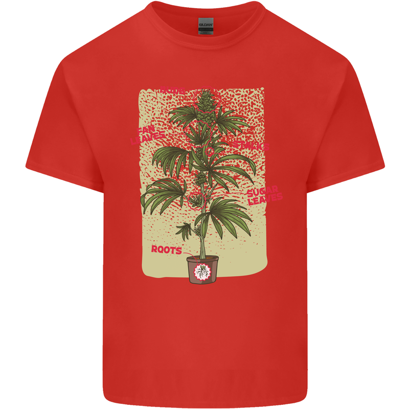 Weed Plant Cannabis Bud Drugs Marijuana Mens Cotton T-Shirt Tee Top Red