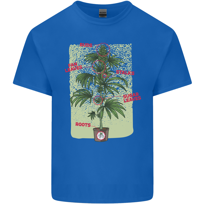Weed Plant Cannabis Bud Drugs Marijuana Mens Cotton T-Shirt Tee Top Royal Blue