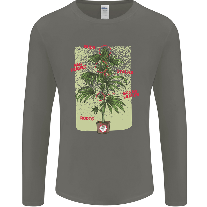 Weed Plant Cannabis Bud Drugs Marijuana Mens Long Sleeve T-Shirt Charcoal
