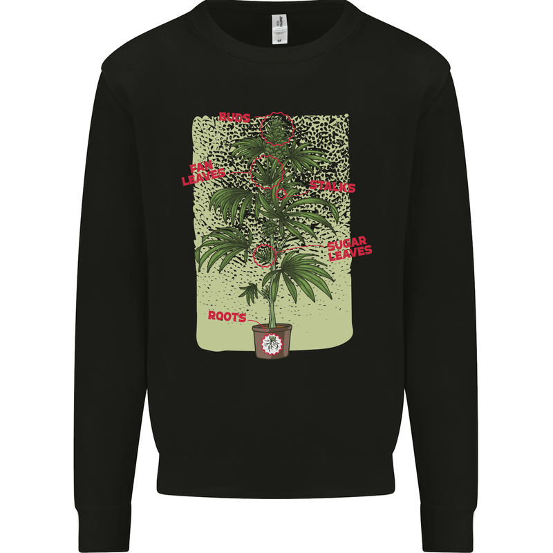 Weed Plant Cannabis Bud Drugs Marijuana Mens Sweatshirt Jumper Black
