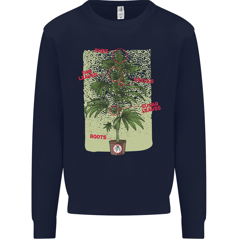 Weed Plant Cannabis Bud Drugs Marijuana Mens Sweatshirt Jumper Navy Blue