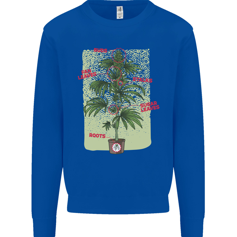 Weed Plant Cannabis Bud Drugs Marijuana Mens Sweatshirt Jumper Royal Blue